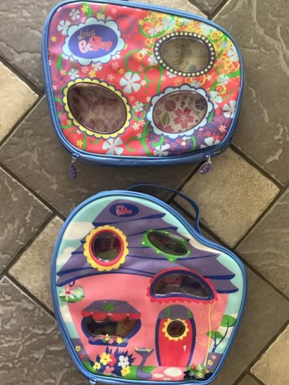 Lot/2 Littlest Pet shop retro carrying cases